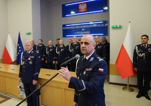 I Zastępca Komendanta Wojewódzkiego Policji w Poznaniu insp. Sławomir Piekut podczas wystąpienia
